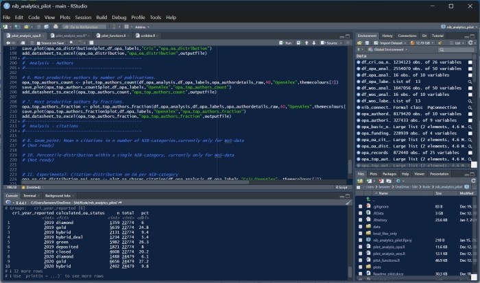 Skjermdump fra piloten i R